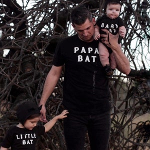 Papa Bat Tee Baby Teith Goth Dad Graphic Print Tee for Halloween Shirt for Spooky Father's Day Gift image 5