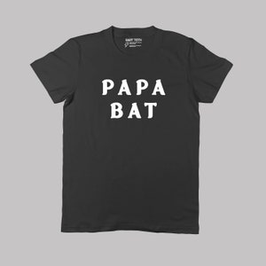 Papa Bat Tee Baby Teith Goth Dad Graphic Print Tee for Halloween Shirt for Spooky Father's Day Gift image 1