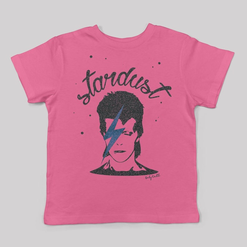 david bowie kids tee Stardust Glitter t-shirt unisex Ziggy Stardust inspired David Bowie fans cool kids fashion music
