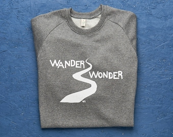 Sale - Wander Wonder organic sweatshirt for men/ unisex in dark heather grey