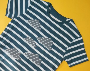 SALE! Every cloud organic t-shirt for kids on teal stripes
