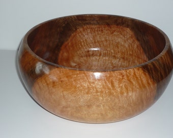 Bowl, 12 x 5&quot; turned Tropical Almond with stunning 100% figured grain classicdesign and balancing darker heartwood w/ lighter sapwood