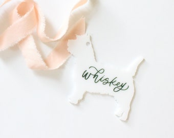 Acrylic Dog Ornament • Christmas pet ornament • hand lettered gift • pet gift