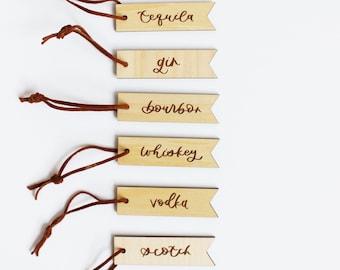 Calligraphy Boozy Bar Tags: Liquor Labels | Build your own set! | Bar Cart Accessories | Modern Calligraphy Bar Decor
