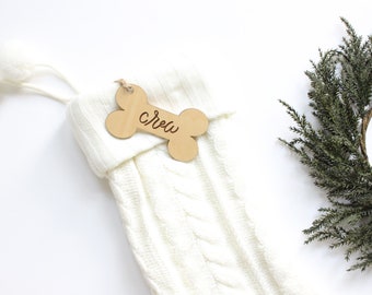 Personalized Pet Holiday Tags: Perfect for stockings! | Bone stocking tag | dog tag | dog Christmas gift | calligraphy dog gift