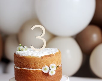 Modern Number Cake Topper | adorable birthday decor | minimalist birthday party | wood cake topper | acrylic cake topper