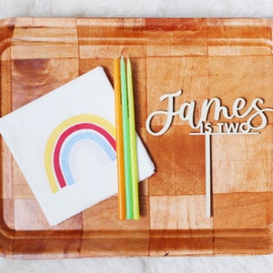 Custom Calligraphy Name Cake Topper | Kids birthday cake topper | Modern calligraphy wooden topper