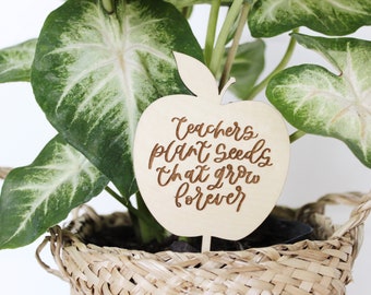 Teacher Plant Marker Gift | Teacher Appreciation Thank You Gift | Hand lettered teacher gift | Plant lady | Unique teacher gift