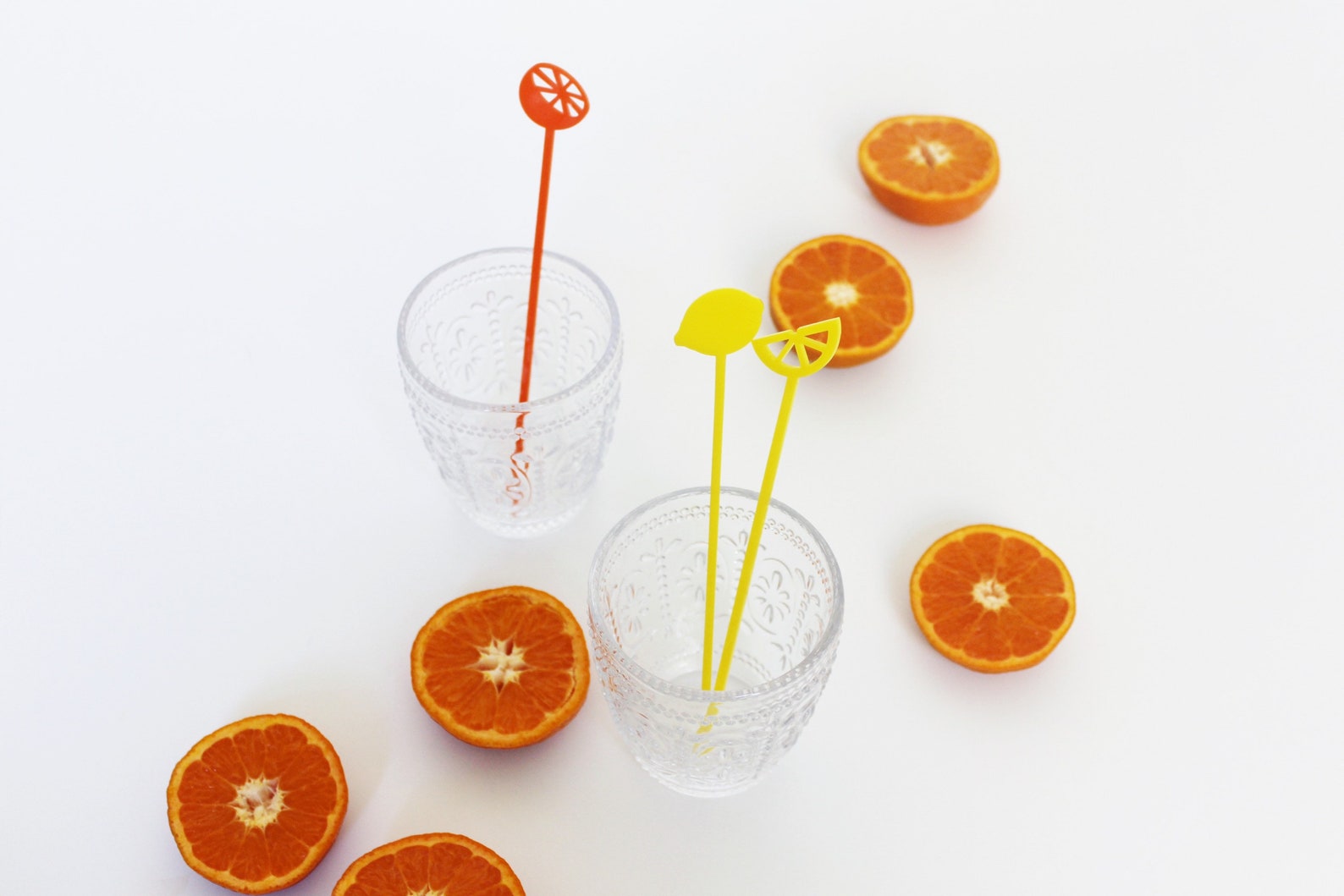 Citrus Drink Stirrers set of 6 Lemon and Orange Swizzle Etsy