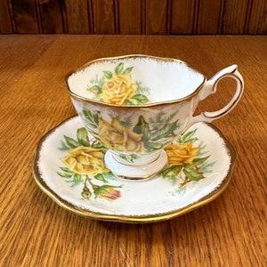 Royal Albert Tea Rose Yellow Foote Demitasse Teacup and Saucer, Malvern Shape