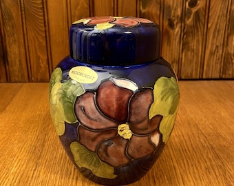 Moorcroft Pottery Duchess of Rivoli Lidded Urn 9” T With Box on