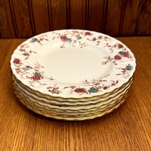 8 Minton Bone China, Ancestral Pattern, Hand Painted Salad Plates
