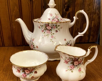 Royal Albert Cottage Garden Large Teapot, Cream and Sugar Set