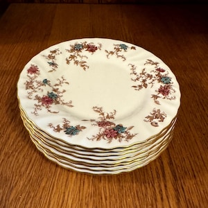 8 Minton Bone China, Ancestral Pattern, Hand Painted Bread and Butter Plates