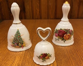 Royal Albert Fine Bone China Bells, Your Choise, Christmas Magic, Heart Handle or Traditional Shape