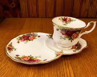 Royal Albert, Old Country Roses, Tennis Set, Snack Set with Teacup and Saucer, OCR