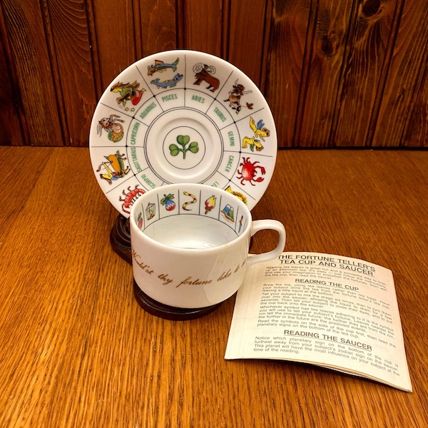 Zodiac, Tea Leaf Reading Teacup Set with Instructions, International Collectors Guild, Japan