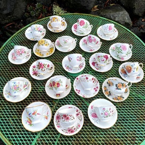 25 Matching Teacups and Saucers for a Bridal Shower, Engagement Party, Tea Party