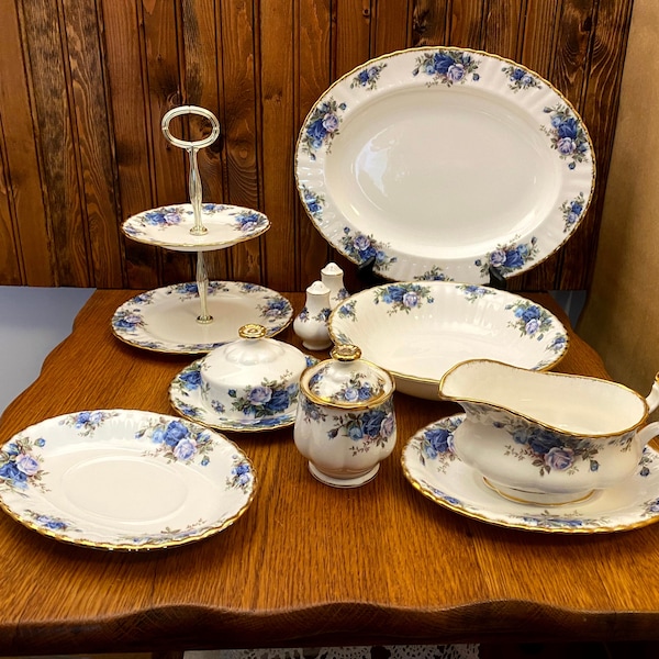 Royal Albert Moonlight Rose Serving Pieces, Completer Items, Blue Floral China