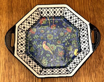 Antique Royal Doulton Dessert Tray: Art Deco Persian Parrots, D4031