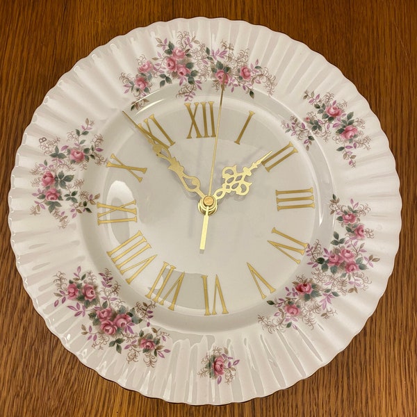 Royal Albert Lavender Rose Large Wall Clock with Gold Numbers
