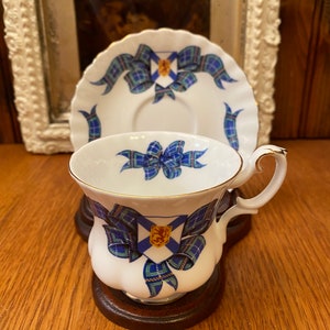 Royal Albert Nova Scotia Tartan Demitasse Teacup and Saucer Blue Tartan Cup and Saucer