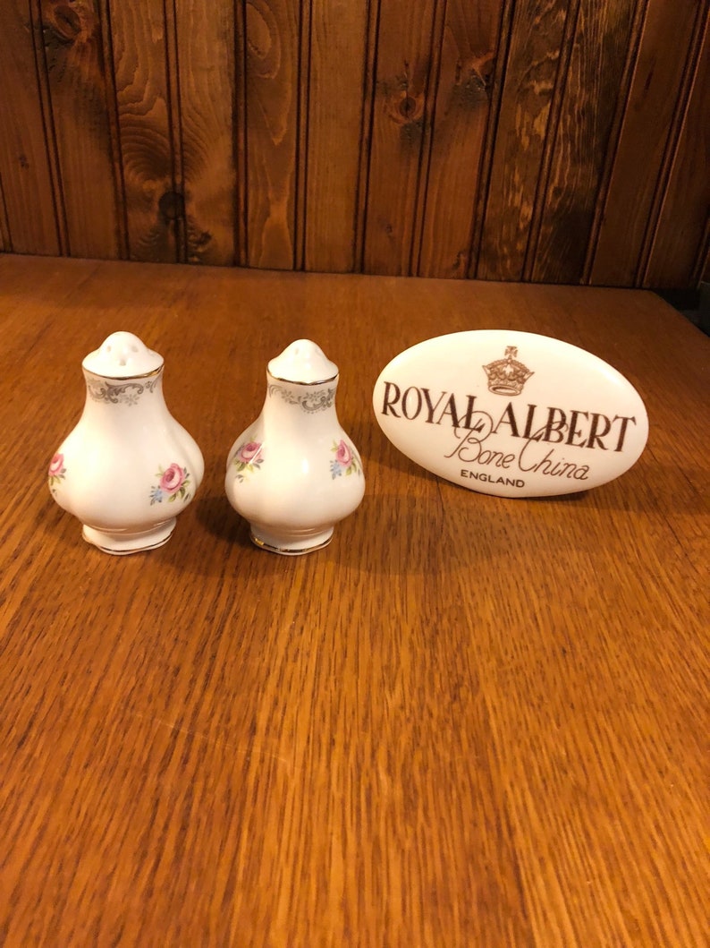 Royal Albert Tranquility Salt and Pepper Set Tranquillity Pink Cabbage Rose China Salt and Pepper