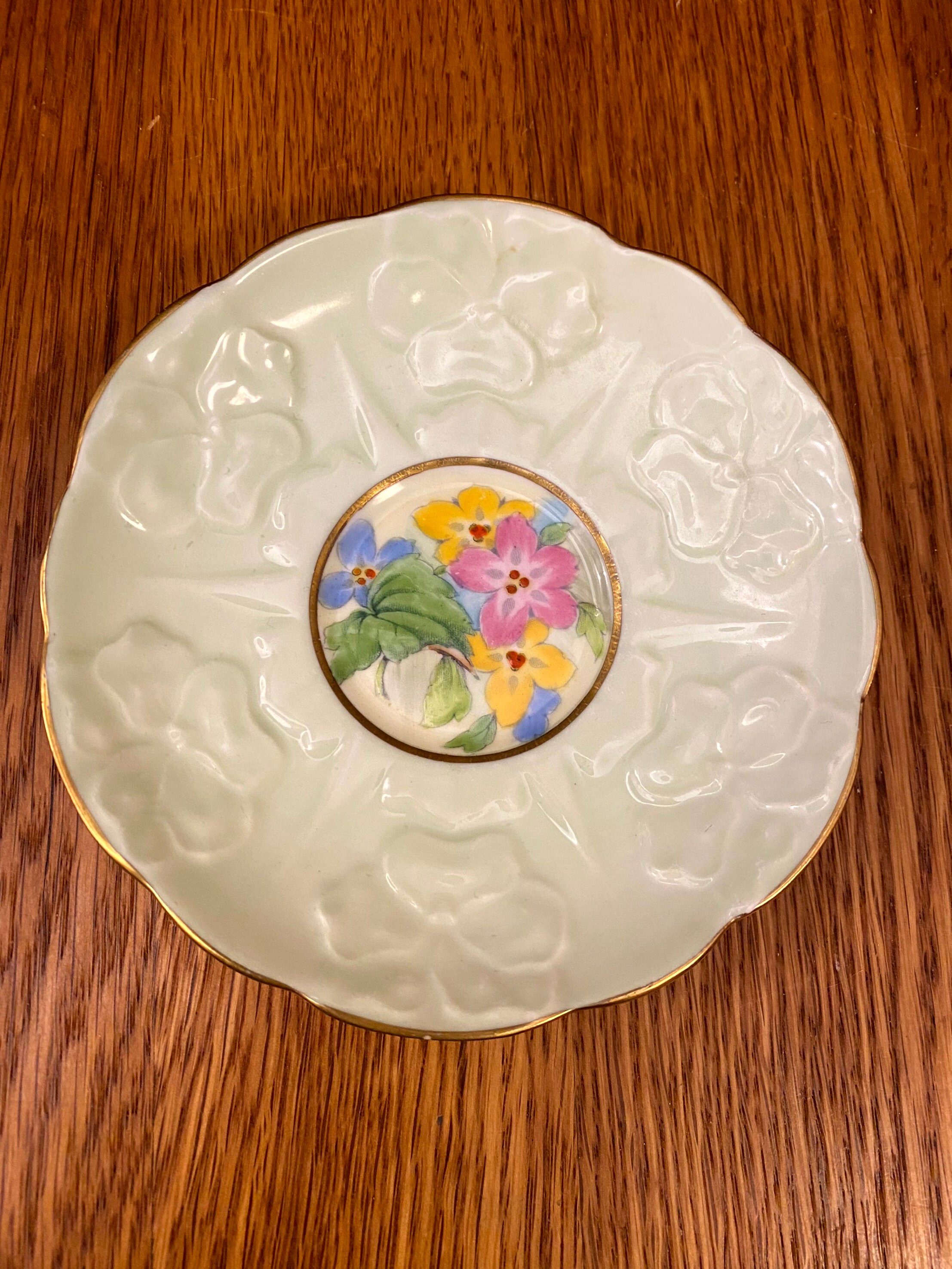 Rare Paragon, Saxifrage Pansy, Handled Floral Teacup and Saucer