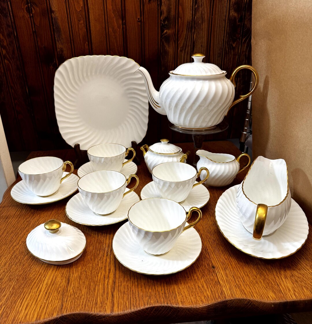 EB Foley Bone China, Cream Swirl With Gold Trim, Tea Set for 5 - Etsy