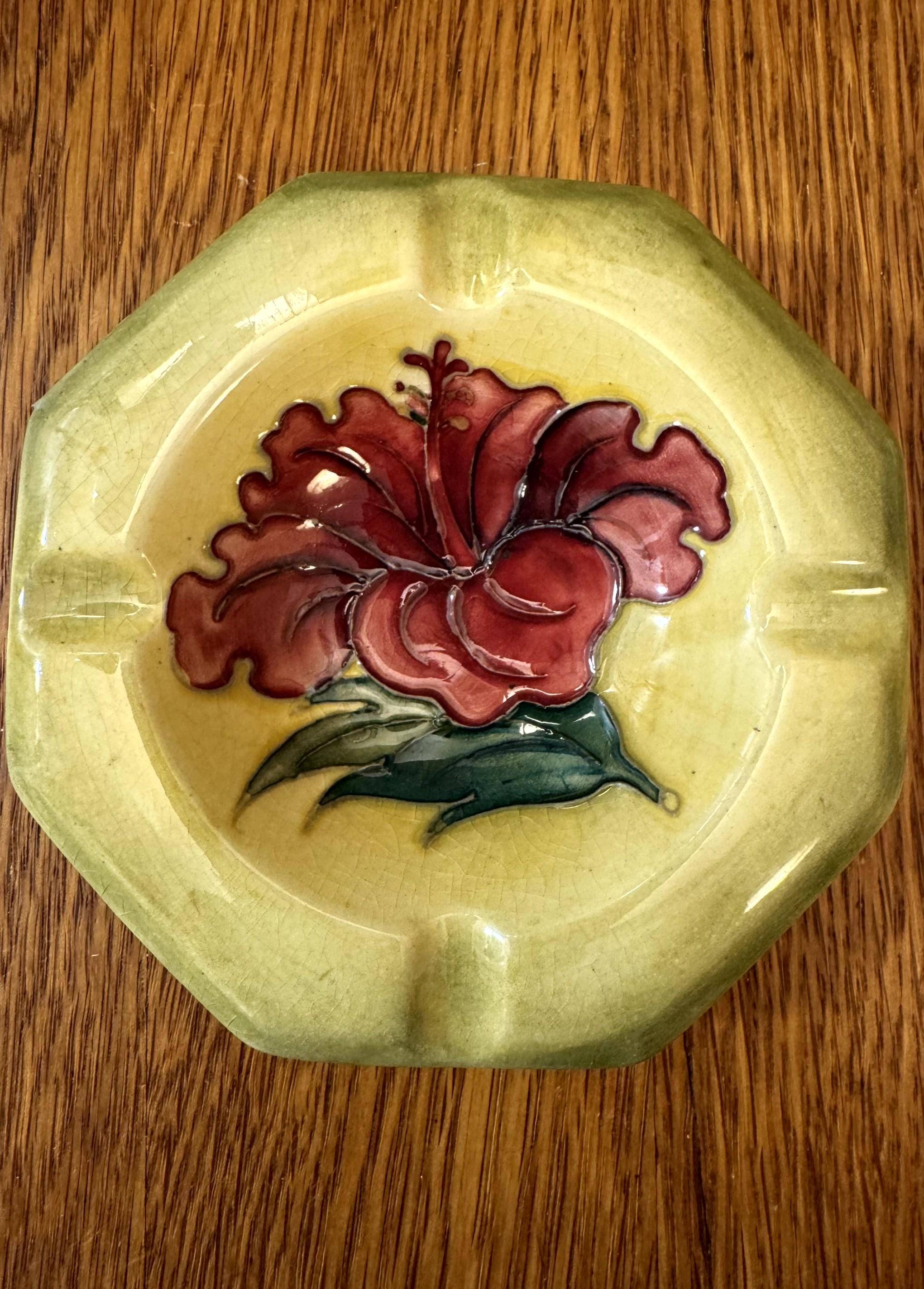 Moorcroft Hibiscus Ashtray, Green with Pink Hibiscus - Etsy 日本