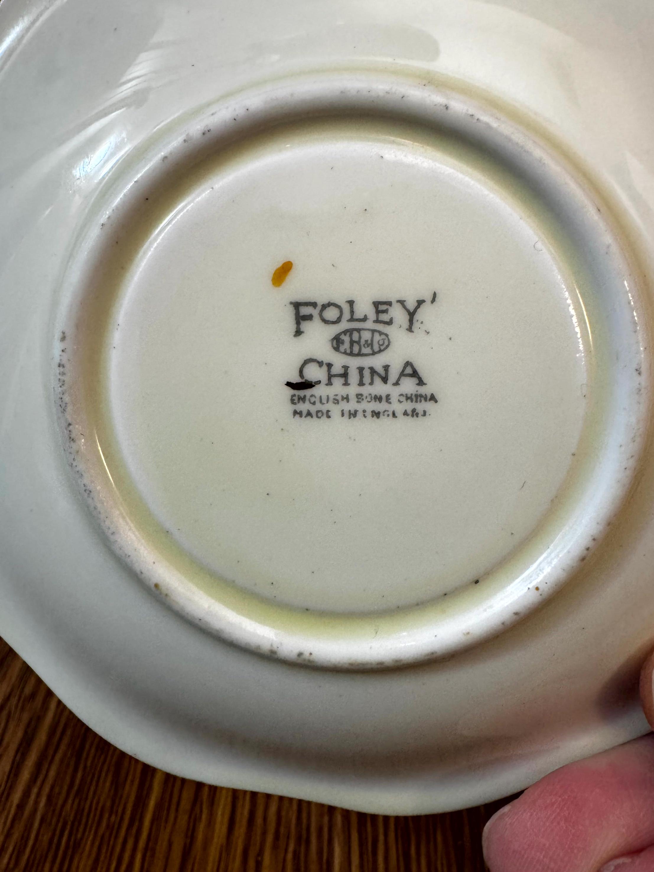 Vintage Foley China Yellow Background Teacup and Saucer Featuring Hand ...