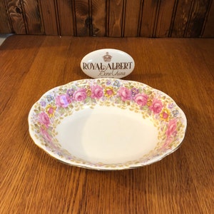 Royal Albert Serena Oval Vegetable Bowl Pink Cabbage Rose Serving Bowl Floral Veggie Bowl