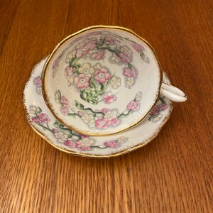 Royal Albert May Blossom Teacup and Saucer, Lavender Floral Cup and Saucer