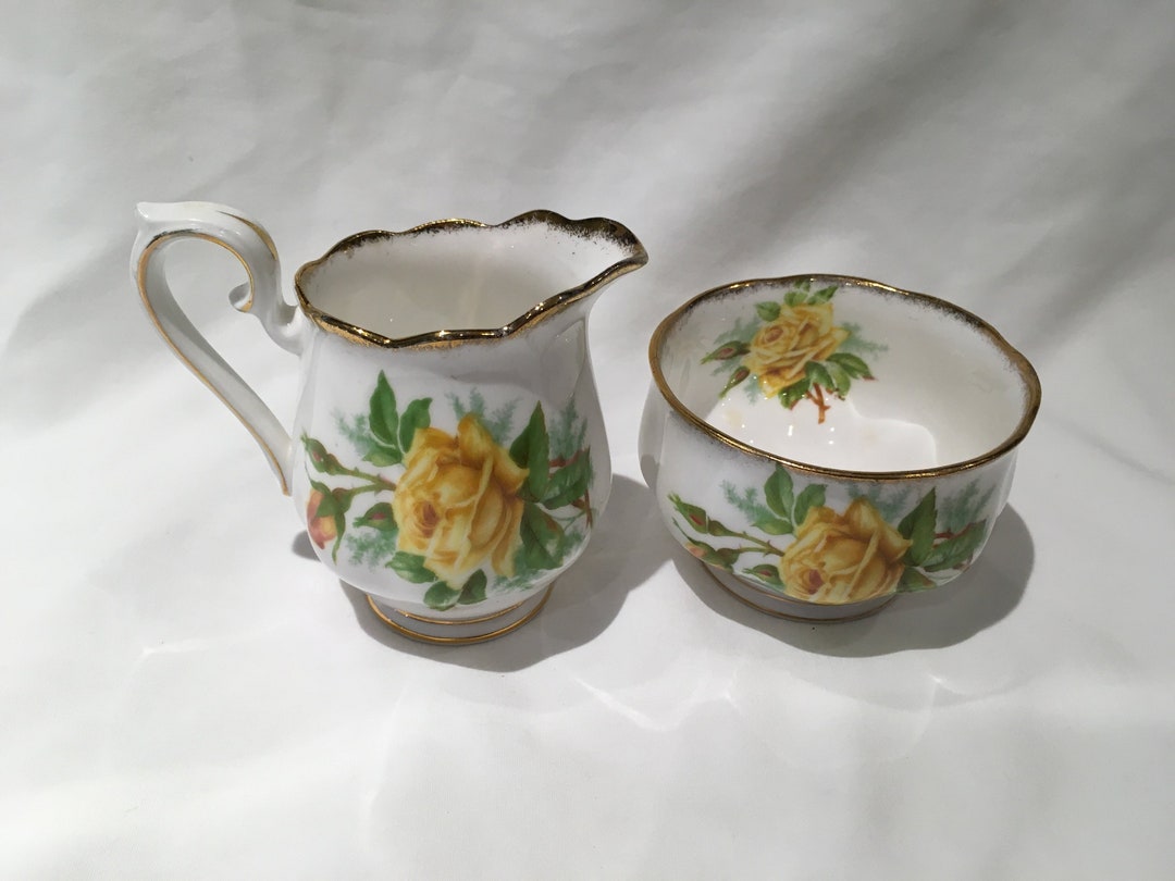 Royal Albert Tea Rose Yellow Mini Cream and Open Sugar Bowl Set Etsy