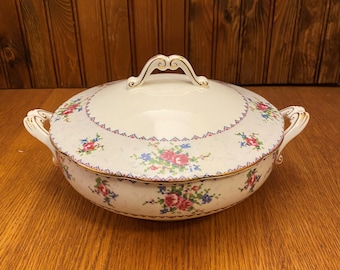 Vtg Victoria China Czech Covered Vegetable Bowl W Platter