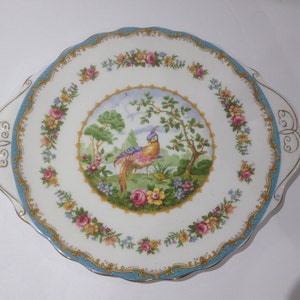 Royal Albert Chelsea Bird Blue Handled Cake Plate image 1