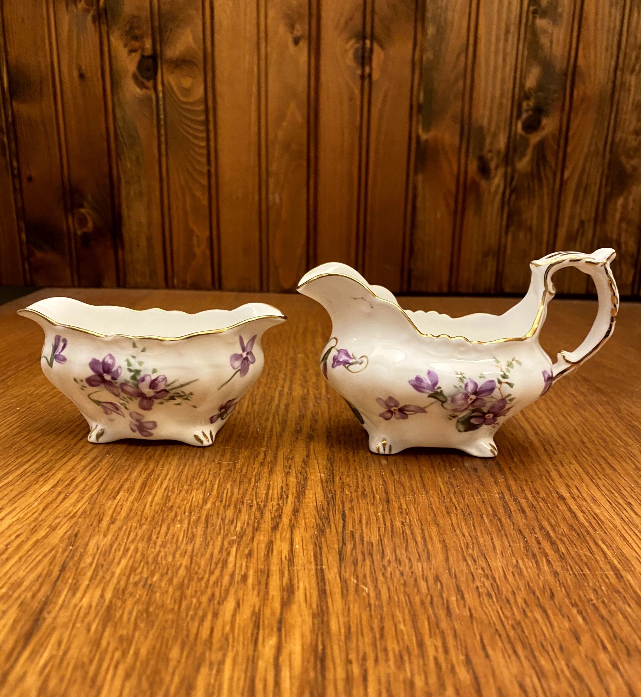 Blue Willow Decor Gracie's Violets Bone China Sugar Creamer Set