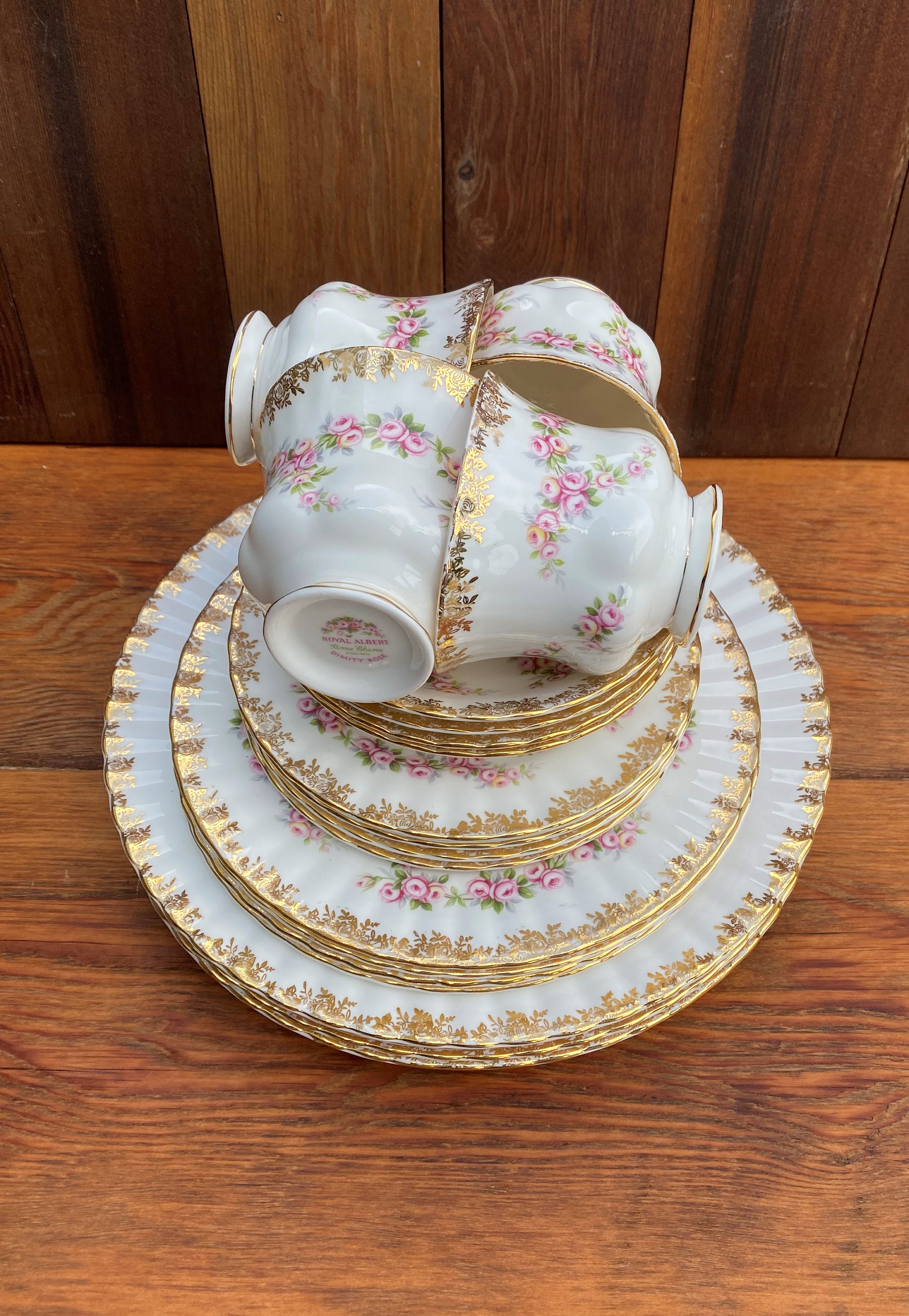 20 Piece Royal Albert Dimity Rose Service For4, Dinnerware Set - Etsy