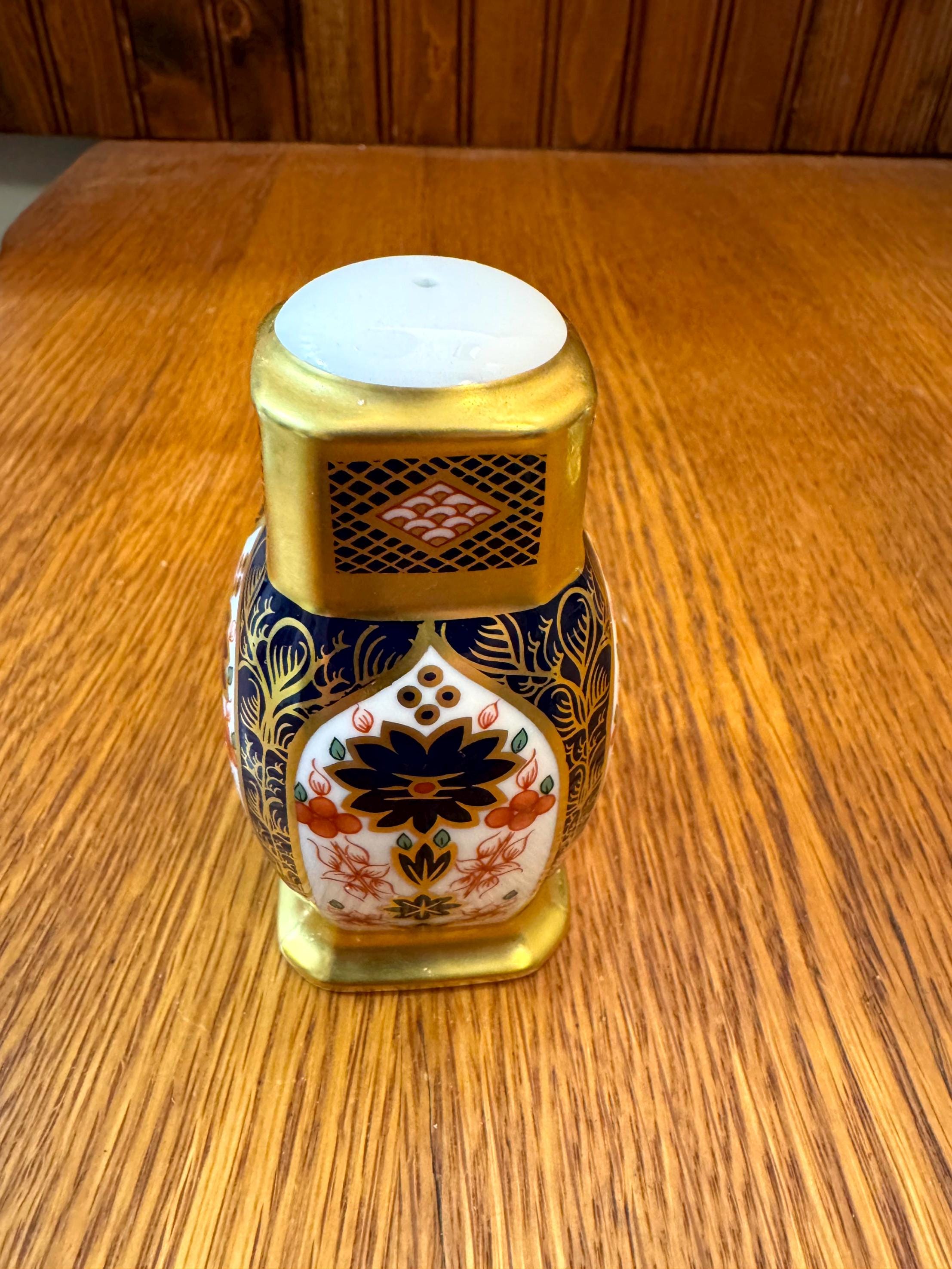 Rare Royal Crown Derby, Solid Gold Band Old Imari, Salt and Pepper