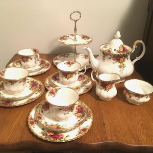 17 Piece Tea Set by Royal Albert Old Country Roses, Wedding Gift, Dessert Set