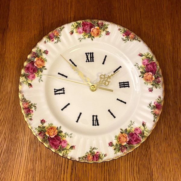 Royal Albert Old Country Roses Large Wall Clock with Black Numbers