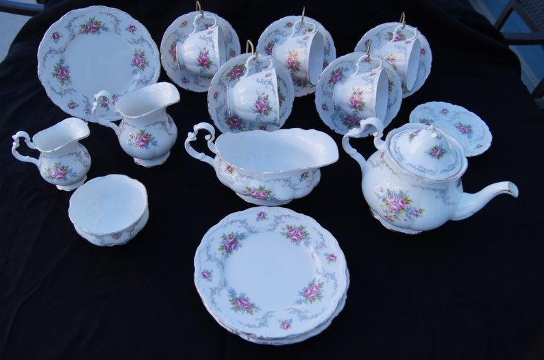 Royal Albert Tranquility Salt and Pepper Set Tranquillity Pink Cabbage Rose China Salt and Pepper