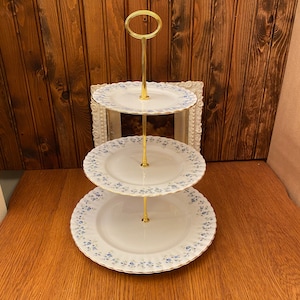 Royal Albert Memory Lane 3 Tier Cake Plate, Cookie Stand, Dessert Tray