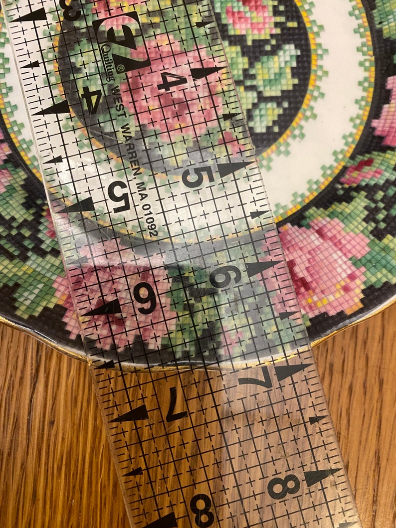 Royal Albert Crown China Needle Point Plates. Choice of Size, Pink Roses on Black Background image 7