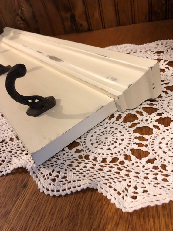 Farmhouse Chic Solid Wood And Cast Iron Coat Rack Shabby Chic Etsy