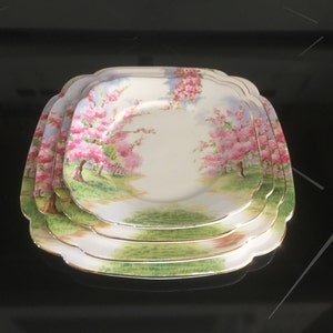 Royal Albert Blossom Time Square Bread and Butter Plate, Dessert, Salad Plate and Luncheon Plate