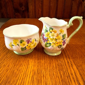 Royal Albert Primulette Mini Creamer and Open Sugar Bowl Set