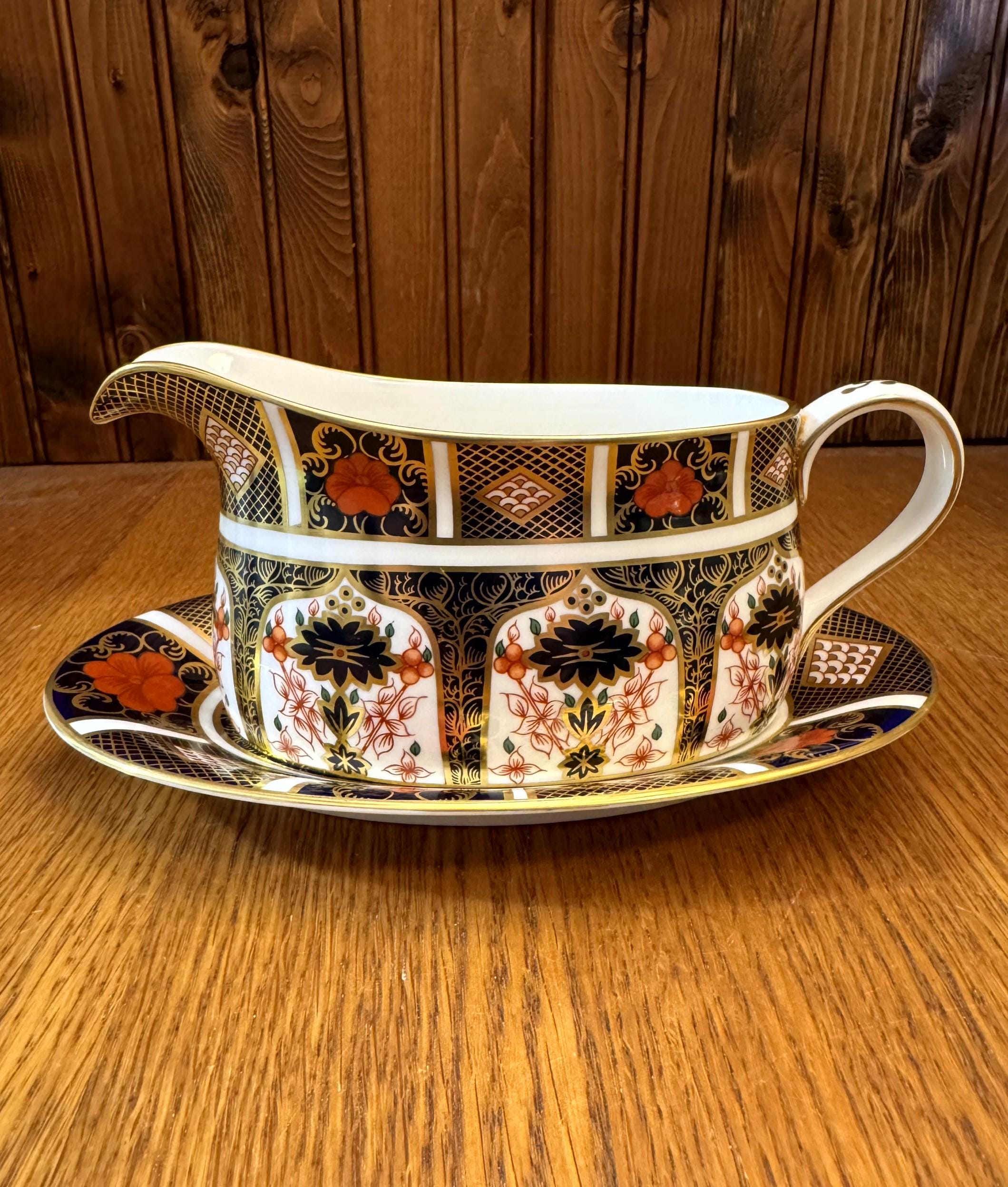 Rare Royal Crown Derby, Gravy Boat with Matching Underplate, Pattern 1128
