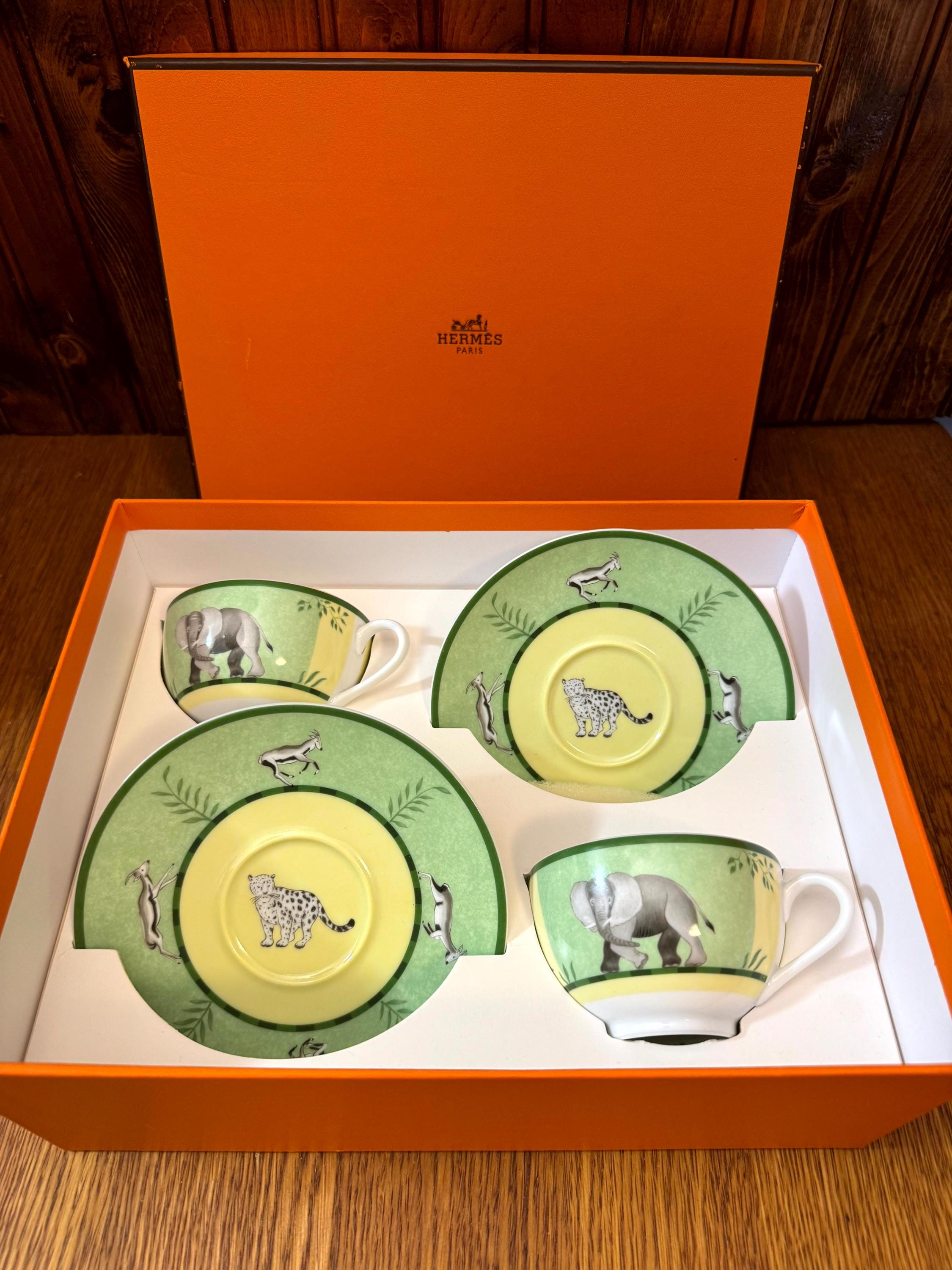 Vintage Hermes France, Africa Green. Elephant, Original Box With 1