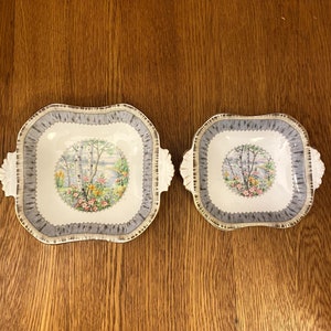 Royal Albert Crown China Silver Birch Handled Candy Dish, Choice of size